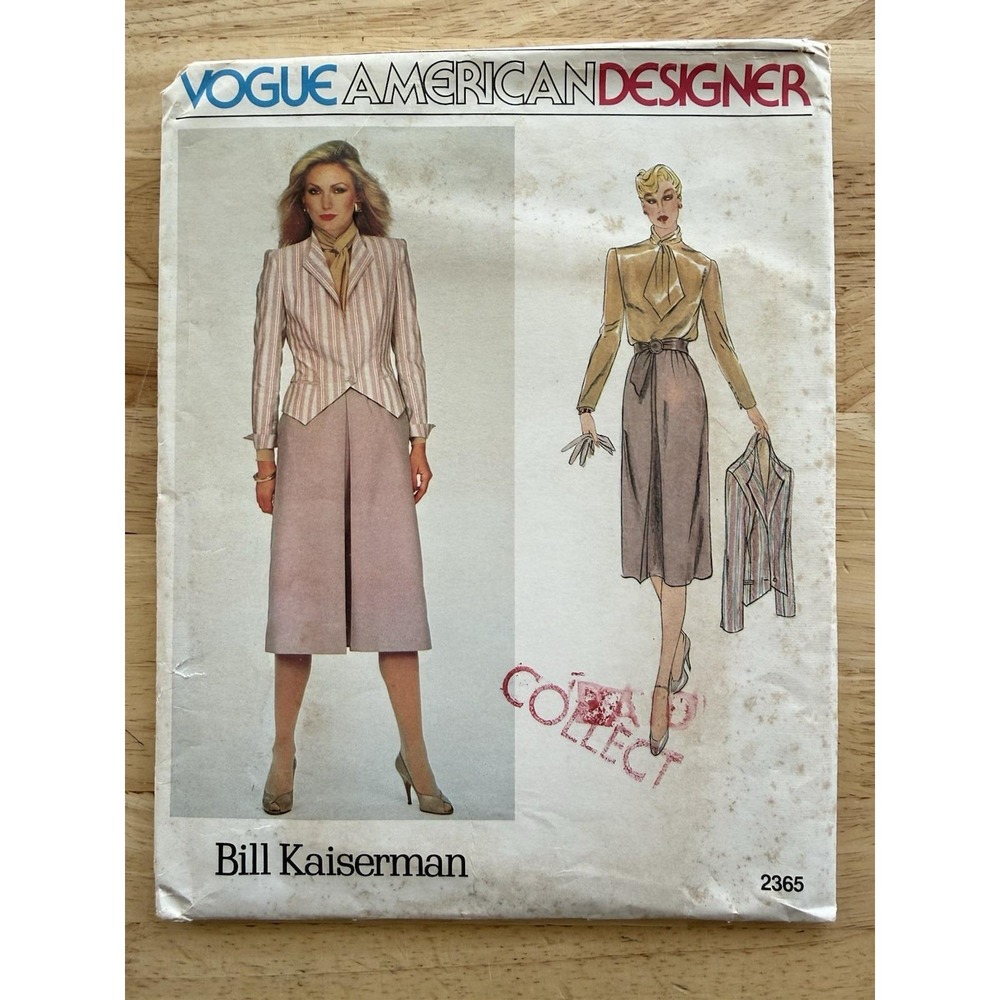 Vogue American Designer Bill Kaiserman Misses' Jacket Skirt Blouse Pattern 2365*